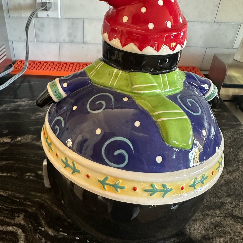 Festive Penguin Cookie Jar From Department 56 - Picture 2 of 5